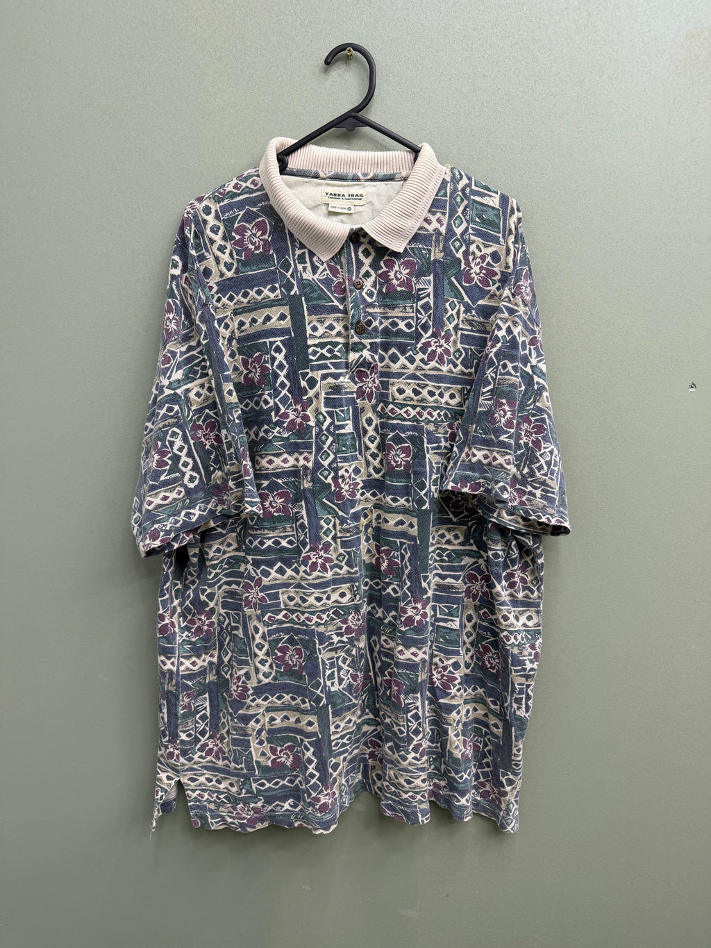Hawaiian Print Polo XXL