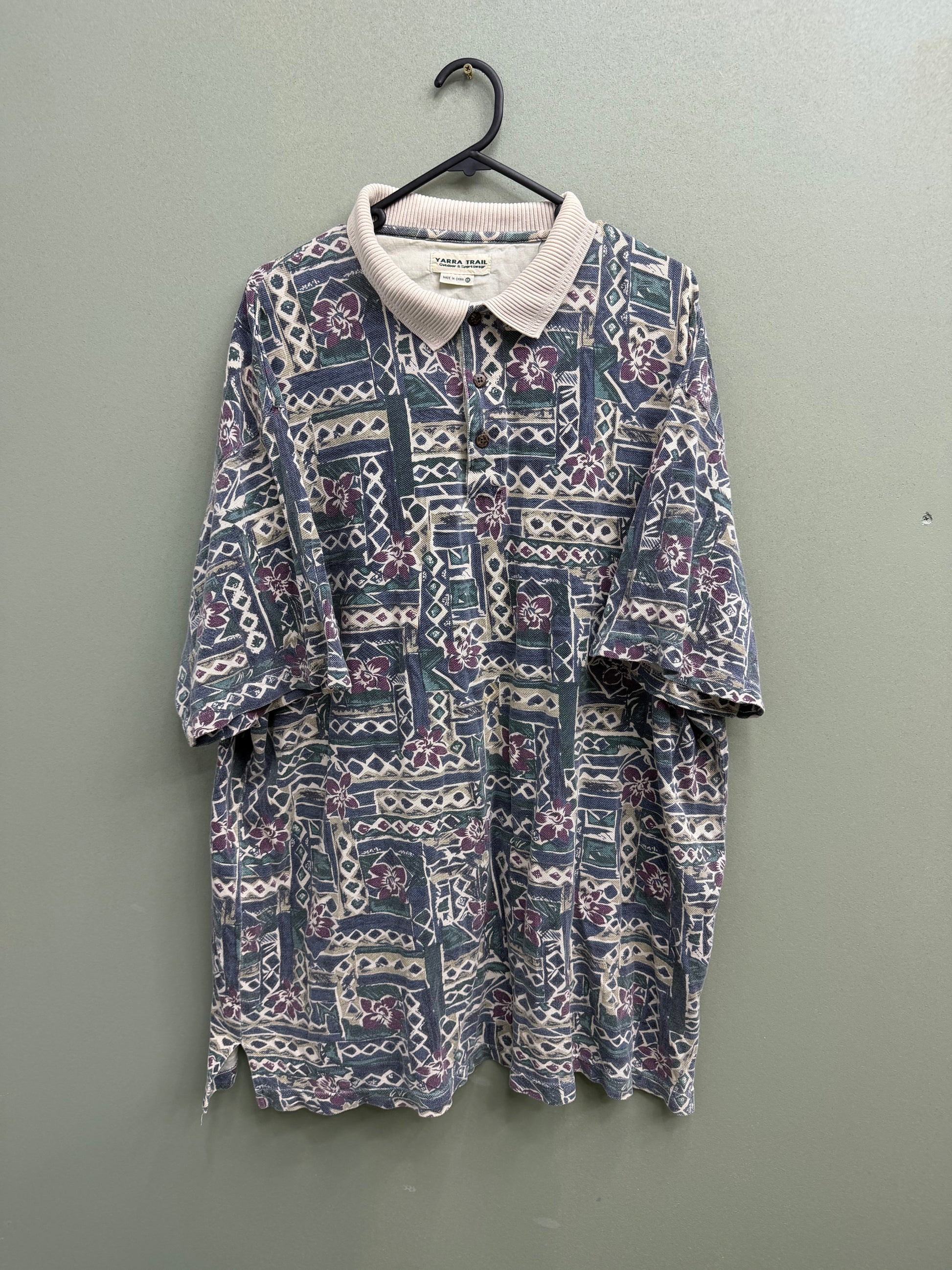 Hawaiian Print Polo XXL