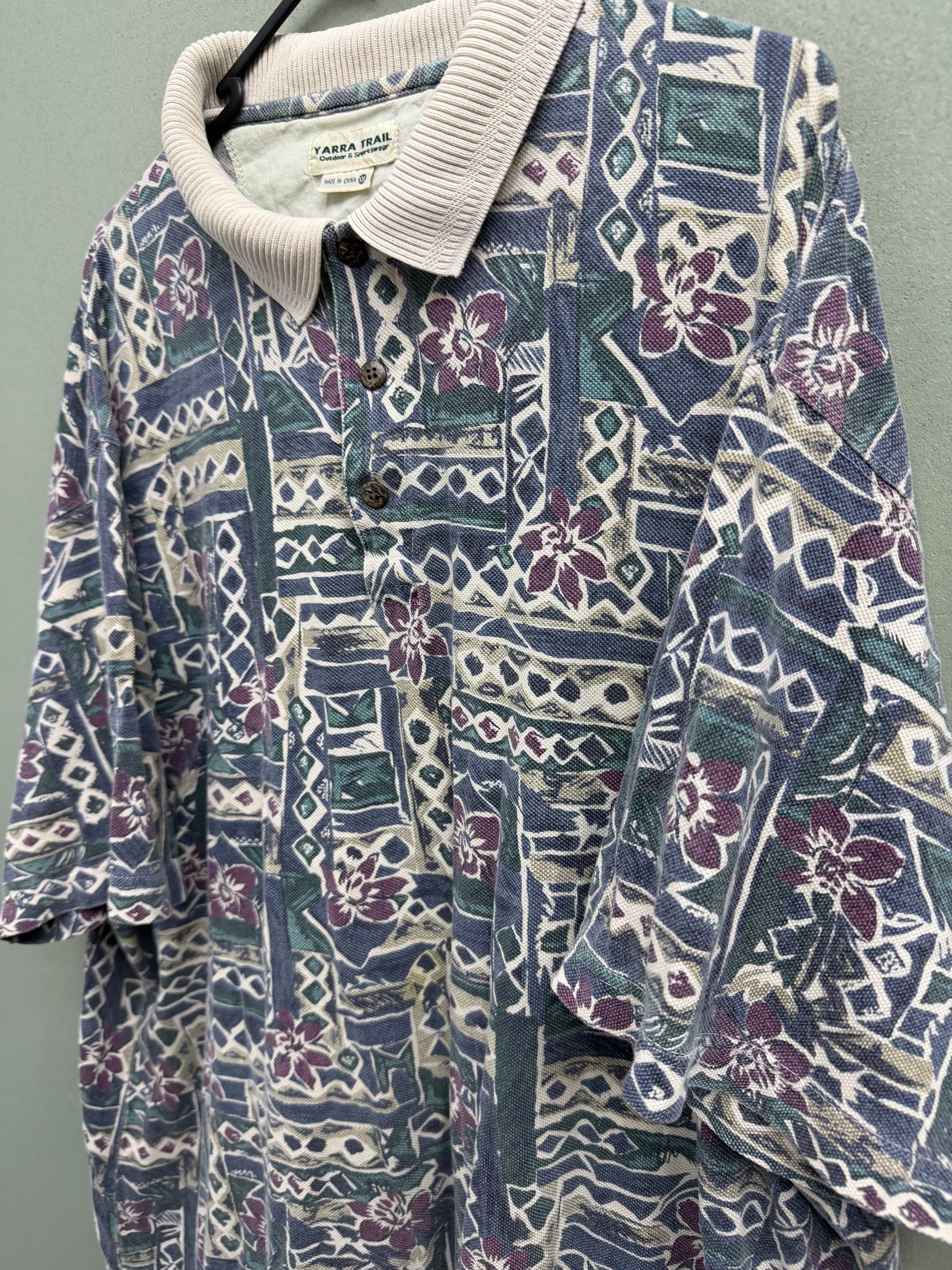 Hawaiian Print Polo XXL